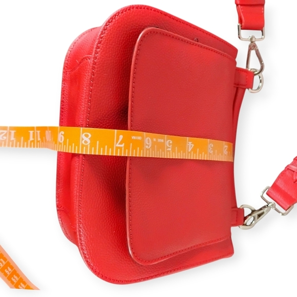 Red Braided Strap Crossbody Bag Chrome Hardware - Picture 14 of 16